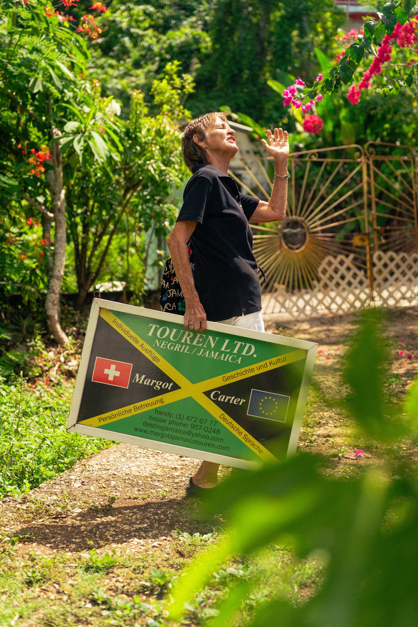 Margot in her garden in Jamaica, 2026